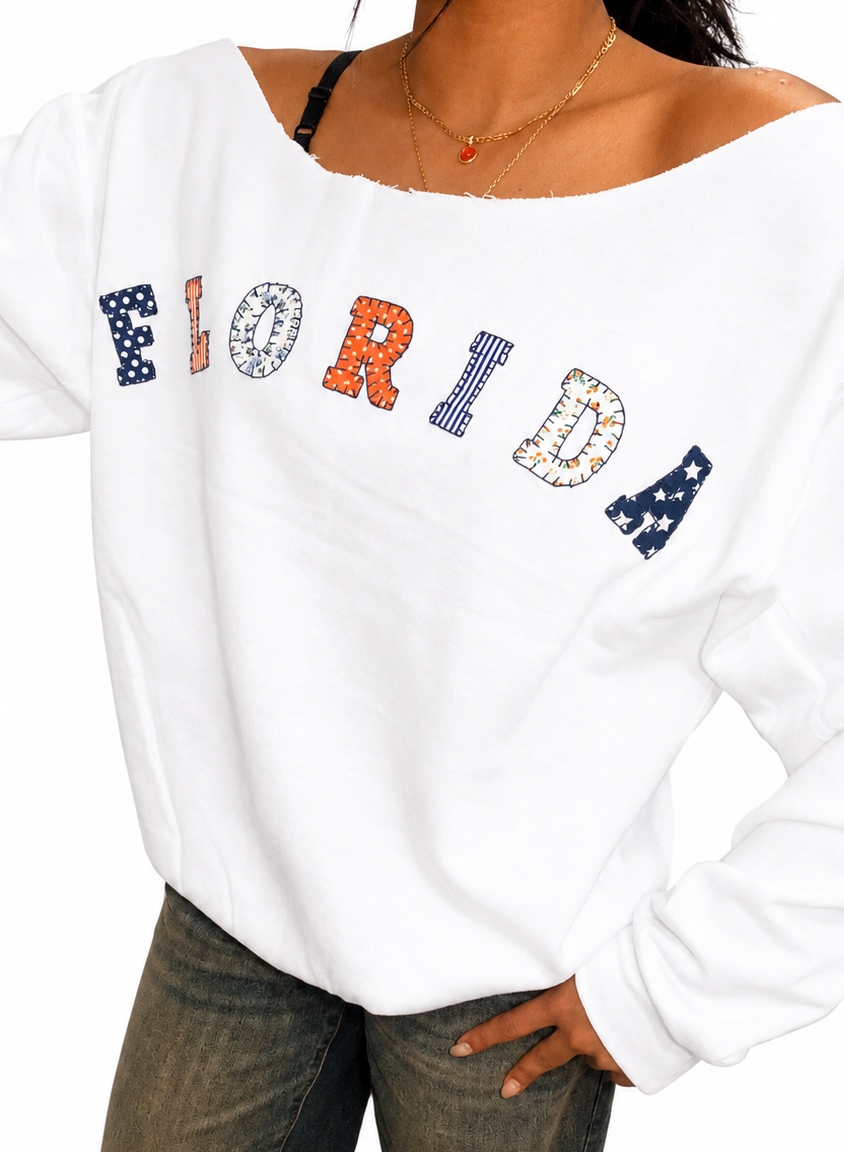 Florida Patchwork Appliqué Crewneck